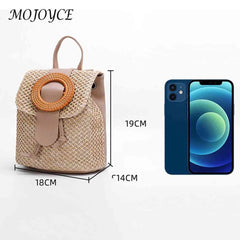 Woven Backpack Straw Shoulder Bag Ladies Schoolbag Handbags for Women Shopping