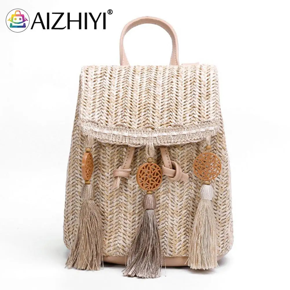 Woven Backpack Straw Women Messenger Bag