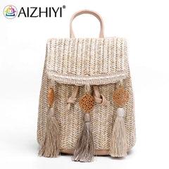 Woven Backpack Straw Women Messenger Bag