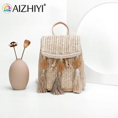 Woven Backpack Straw Women Messenger Bag