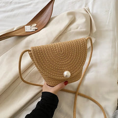 Vintage Straw Bag Women Shoulder Handbag Summer Beach Tote Bag