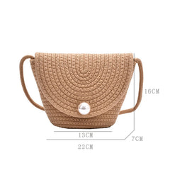 Vintage Straw Bag Women Shoulder Handbag Summer Beach Tote Bag