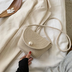 Vintage Straw Bag Women Shoulder Handbag Summer Beach Tote Bag