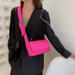 Cotton Padded Shoulder Bag Quilted Shopper Handbag Crossbody Bags