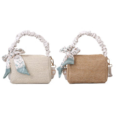 Stylish Woven Shoulder Bag Silk Scarf Travel Messenger Handbag