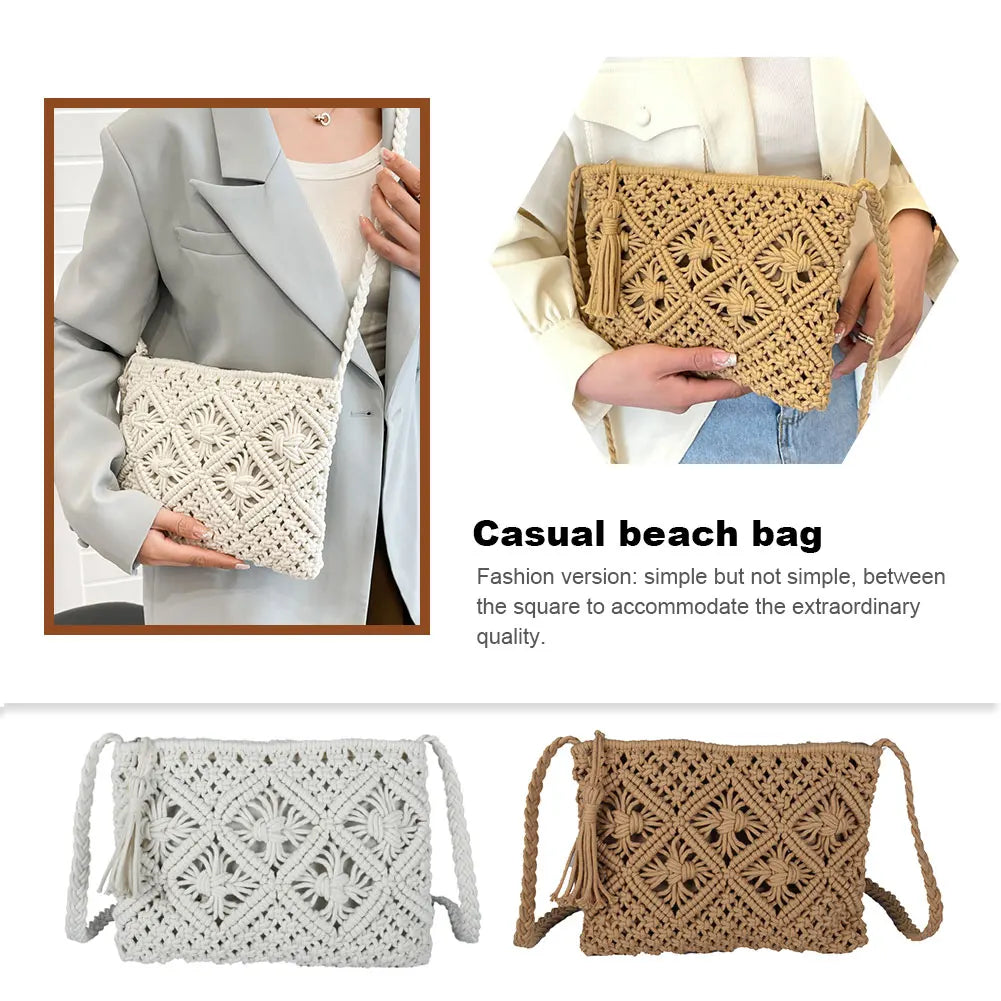 Woven Shoulder Bags Straw Summer Women Weave Clutch Pouch for Traveling