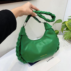Half Moon Shoulder Bag Clutch PU Leather Messenger Hobo Armpit Bag