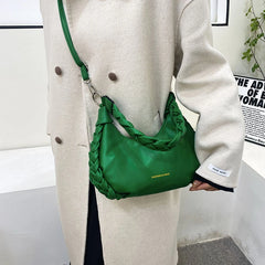 Half Moon Shoulder Bag Clutch PU Leather Messenger Hobo Armpit Bag