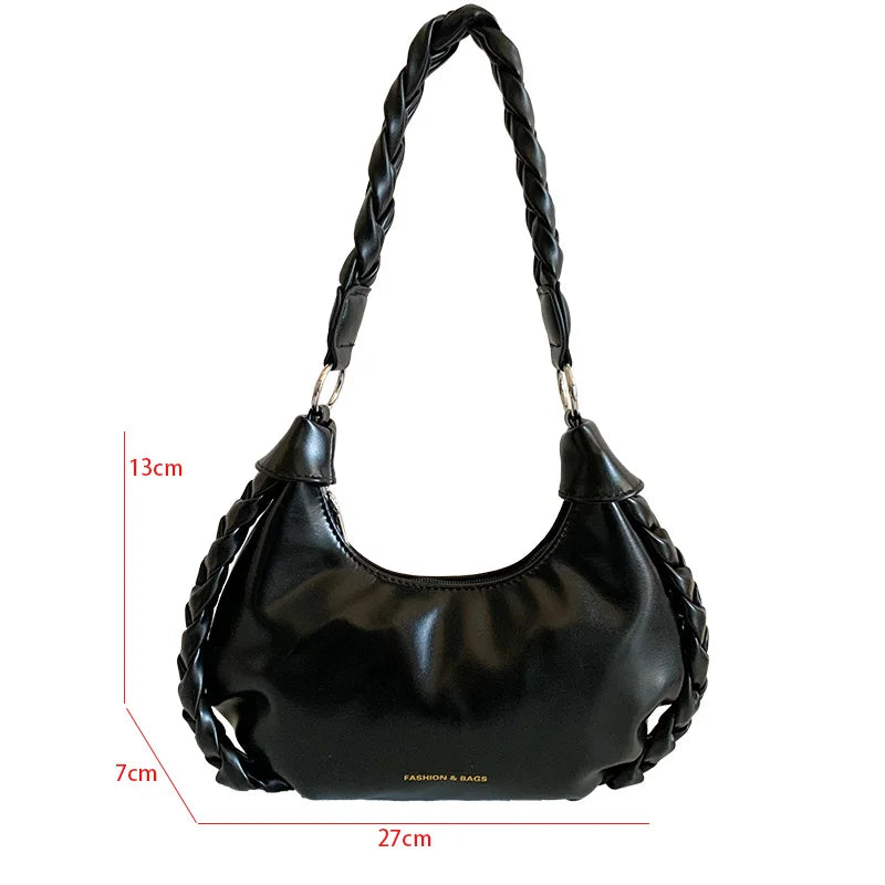 Half Moon Shoulder Bag Clutch PU Leather Messenger Hobo Armpit Bag