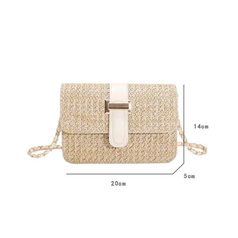 Straw Shoulder Bag for Women Crossbody Messenger Summer Handbag Purse