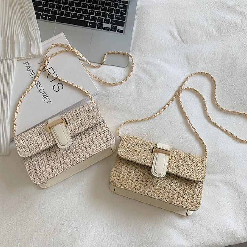 Straw Shoulder Bag Beach Handbags Purses Travel Bag