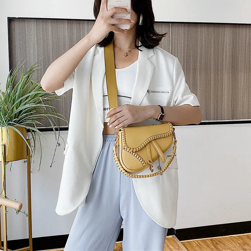 Zipper Hasp PU Leather Shoulder Bag Handle Bag Women's Messenger Crossbody Bags