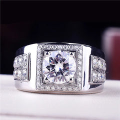 Zircon Diamonds Men's Silver Wedding Band