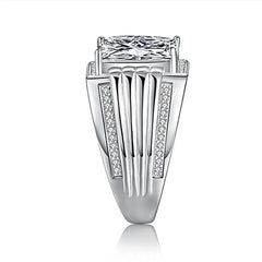 Square Zircon Diamond Men's Silver Ring Wedding Jewelry