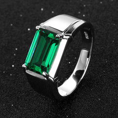 Men's Square Sapphire Gemstone Silver Ring