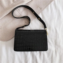 Crocodile Leather Ladies Shoulder Bag with Metal Sequins and Mezzanine