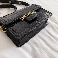 Crocodile Leather Ladies Shoulder Bag with Metal Sequins and Mezzanine