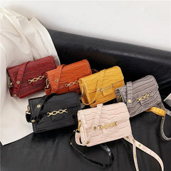 Crocodile Leather Ladies Shoulder Bag with Metal Sequins and Mezzanine