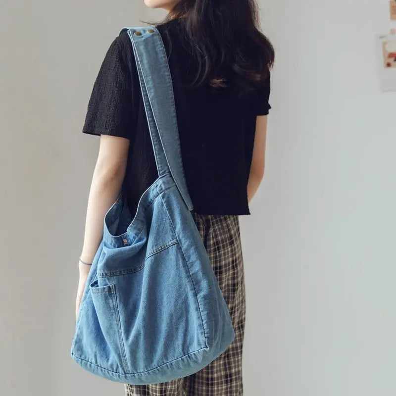 Denim Shoulder Bag Female Tote Handbags Large Vintage Crossbody