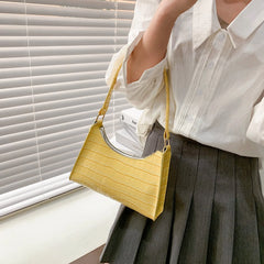 Crocodile Pattern One-Shoulder Bag Women's Retro Baguette