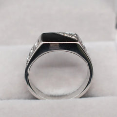 Geometric Carving Enamel Zircon Diamond Men's Ring