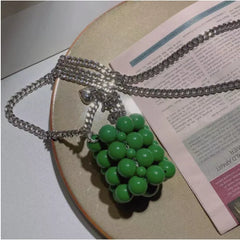 Green Beaded Messenger Bag Women's Ins Chain Bag Mini Beaded Tide Accessories