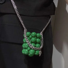 Green Beaded Messenger Bag Women's Ins Chain Bag Mini Beaded Tide Accessories
