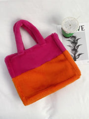 Faux Fur Tote Bag Soft Plush Shopper Warm Winter