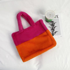 Faux Fur Tote Bag Soft Plush Shopper Warm Winter