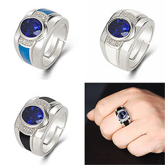 Crystal Sapphire Gemstone Silver Ring for Men
