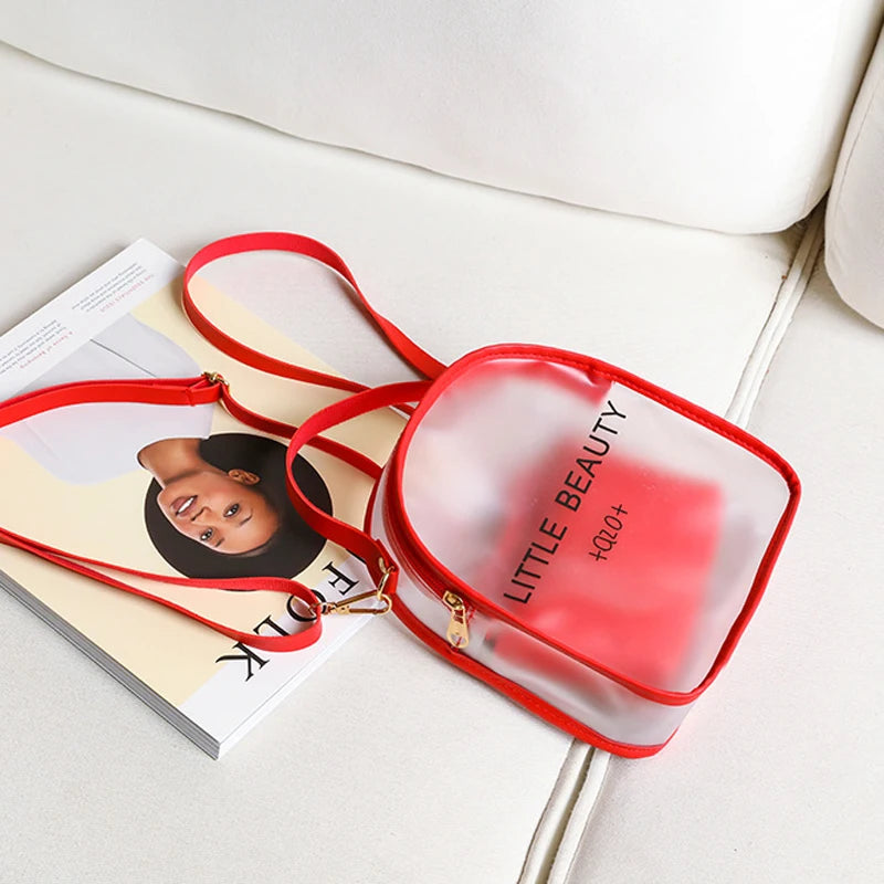 PVC Transparent Letter Backpack for Teenage Girls