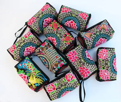 National Embroidery Women Small Handbags! Multi Floral Embroidered