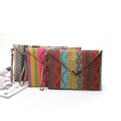 National Wind Canvas Ladies Clutch Bag Envelope Purse