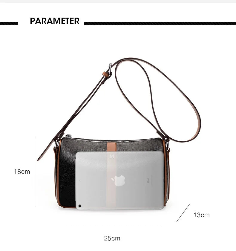 Patchwork Leather Women Shoulder Crossbody Bag Cowhide Handbag Purse