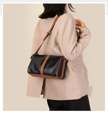 Patchwork Leather Women Shoulder Crossbody Bag Cowhide Handbag Purse