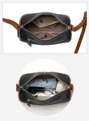 Patchwork Leather Women Shoulder Crossbody Bag Cowhide Handbag Purse