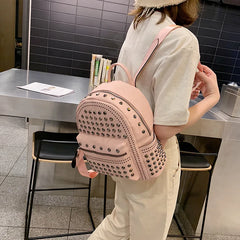 Rivet Leather School Bag Girl Backpack Women Shoulder Bag