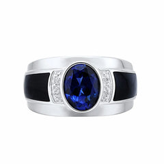 Sapphire Gemstone Crystal Agate Zircon Silver Ring for Men