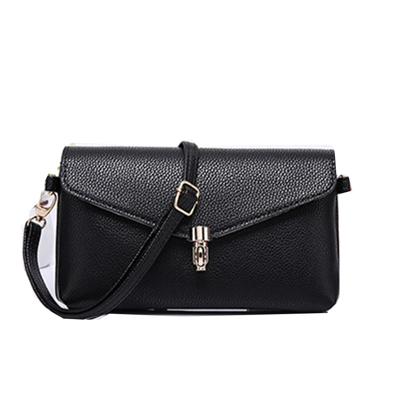 Female PU Shoulder Bag Lock Clasp Ladies Clutch Envelope Handbag