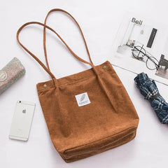 Corduroy Shoulder Bag Women Handbags Casual Shopping Bags