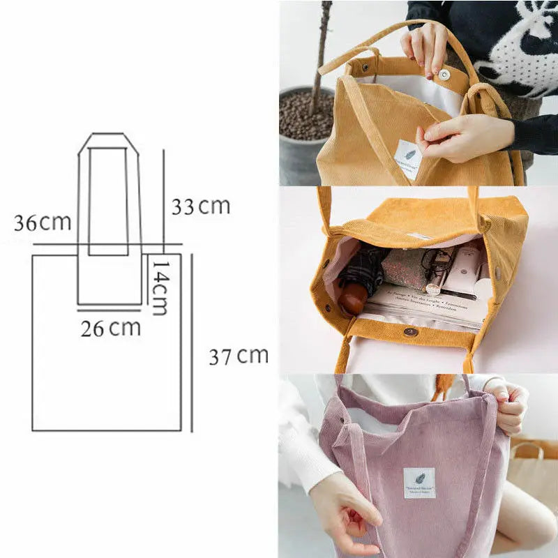 Corduroy Shoulder Bag Women Handbags Casual Shopping Bags