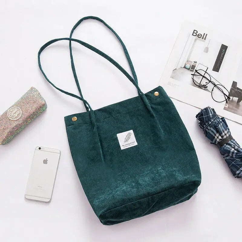 Corduroy Shoulder Bag Women Handbags Casual Shopping Bags