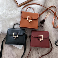 Square Shoulder Bag Women's Handbag Metal Lock Winter Messenger Crossbody Purse