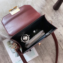Square Shoulder Bag Women's Handbag Metal Lock Winter Messenger Crossbody Purse