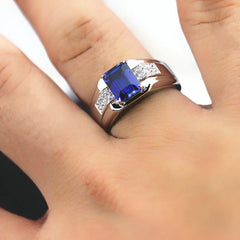 Men's Sapphire Gemstone Silver Ring