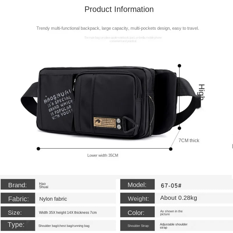 Outdoor Sports Messenger Bag Waterproof Casual Mobile Phone Storage Pockets