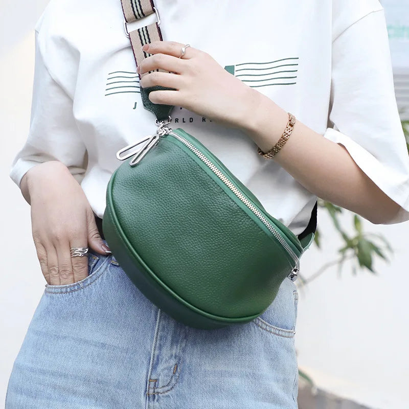 Leather Crossbody Bag Double Zipper Small Shoulder Bag