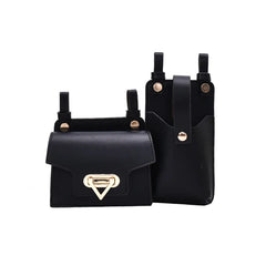 Women's Two-Piece Waist Bag Set PU Belt Phone Crossbody Bag