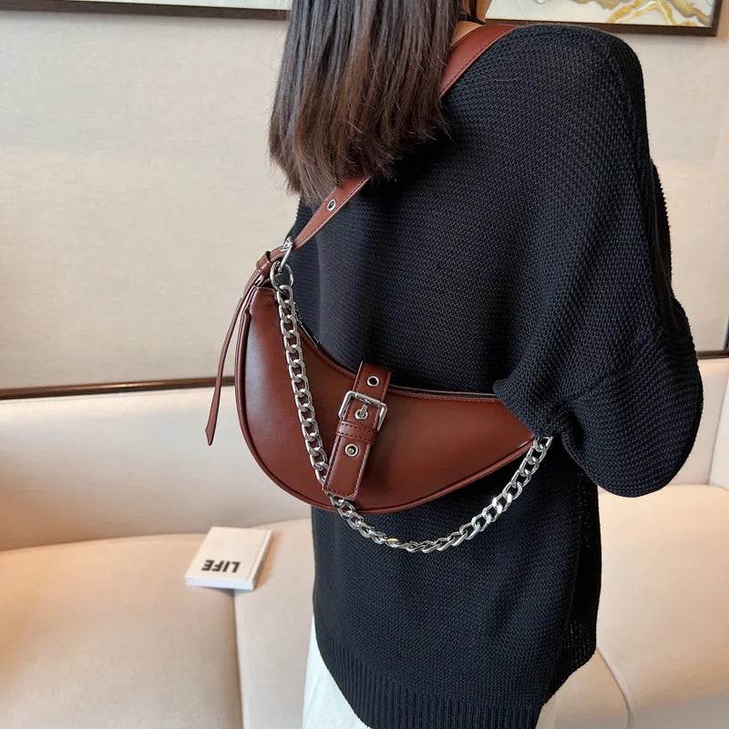 Women's Small Shoulder Bag Chain PU Leather Handbag