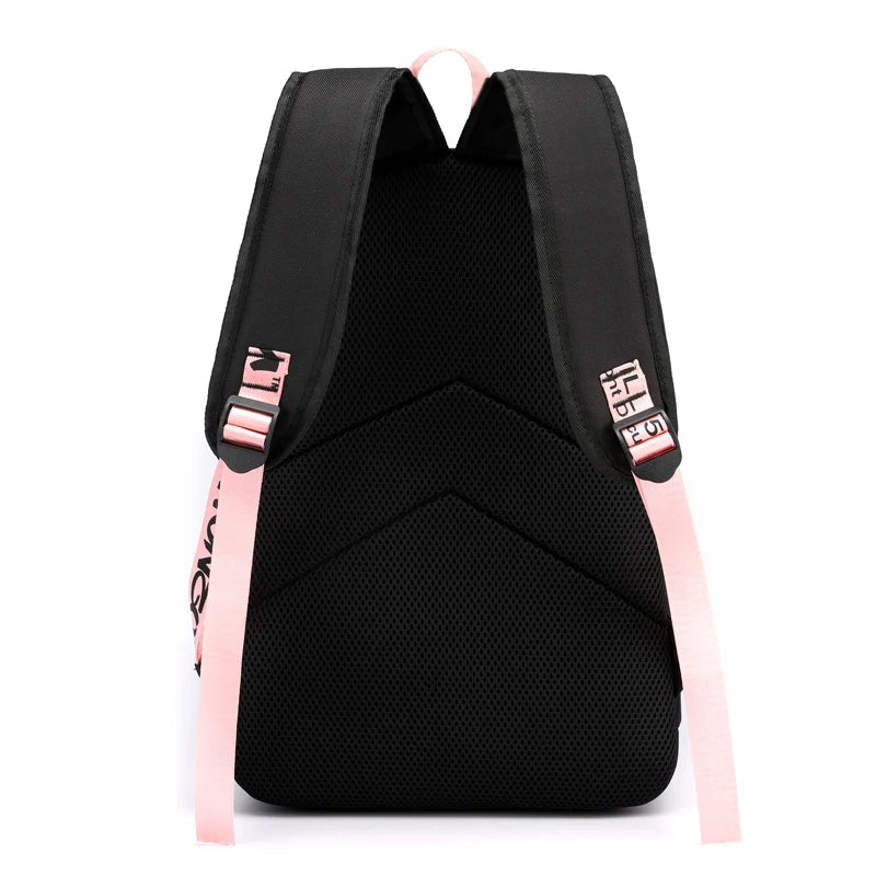 Teenager Girls Canvas Backpack School Bag Tassel Chain decoration